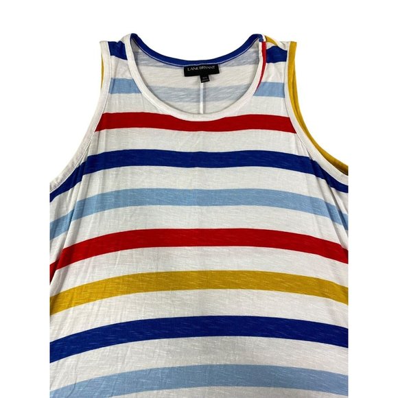 Lane Bryant Multicolor Striped Maxi Dress Sz 14/16 Long Sleeveless Beach Casual - Picture 3 of 8
